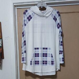 LuLaRoe White and Blue Plaid Hoodie